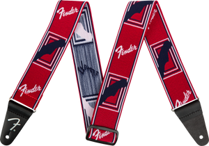 Fender Weighless 2in Monogrammed Guitar Strap, Red/White/Blue