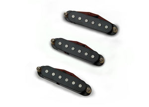 Bare Knuckle Triptych Single Coil Set, Black, RW/RP, zinc base on neck & bridge