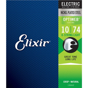 Elixir Electric Guitar Strings - Optiweb 8-String Lite 10-74