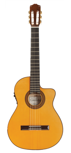 Cordoba 55FCE – Honey Amber Natural Thinbody Classical Guitar
