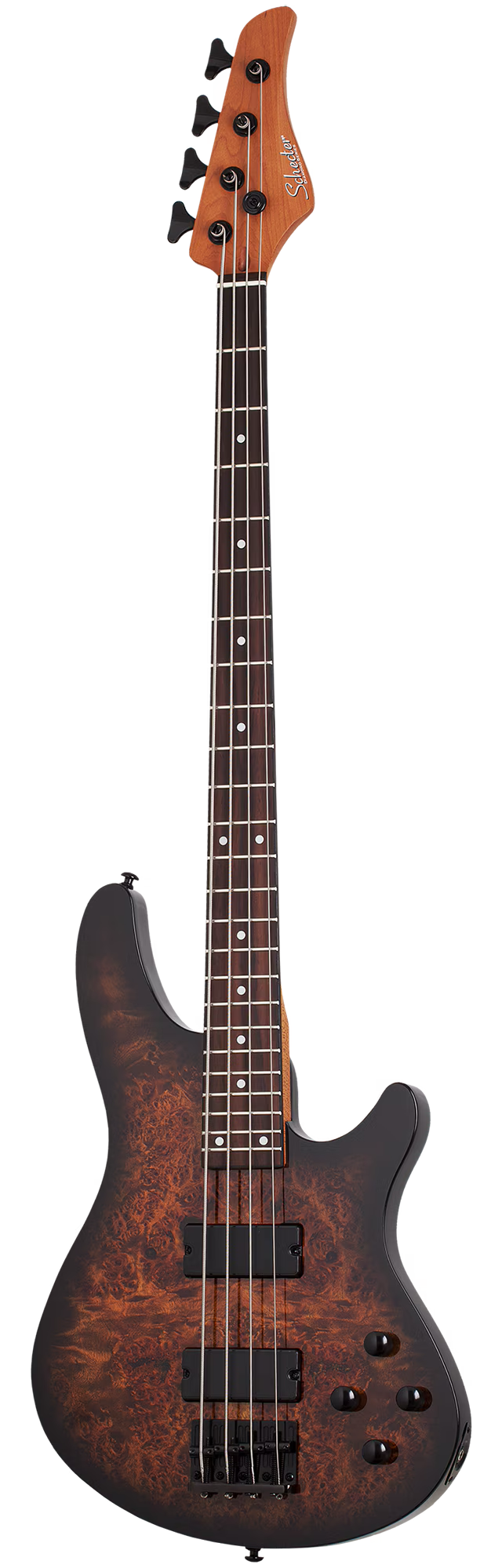 Schecter C-4 Standard Bass Guitar, Tobacco Burl