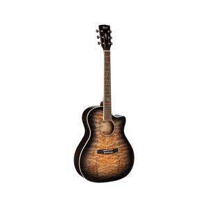Cort GA-QF TBB Grand Regal Series Acoustic Guitar in Transparent Black Burst