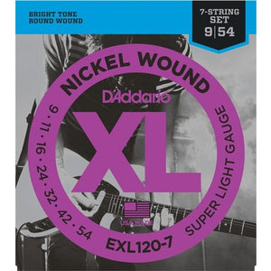 D'Addario EXL120-7 Nickel Wound 7-String Electric Guitar Strings, Super Light, 09-54
