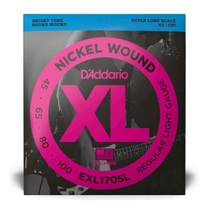 D'Addario EXL170SL Nickel Wound Bass Guitar Strings, Light, Super Long Scale