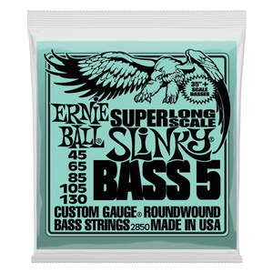 Ernie Ball Bass 5-String Slinky Super Long Scale Electric Bass Strings - 45-130 Gauge