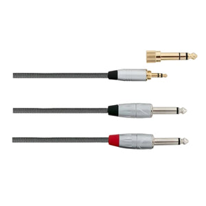 Carson Rocklines YHQ3 - 3.5mm Stereo Jack Plug Male with 6.3mm Adaptor to 2 x 6.3mm Mono Jack Plugs - 6ft