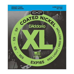 D'Addario EXP165 Coated Bass Guitar Strings, Light Top/Medium Bottom, 45-105, Long Scale