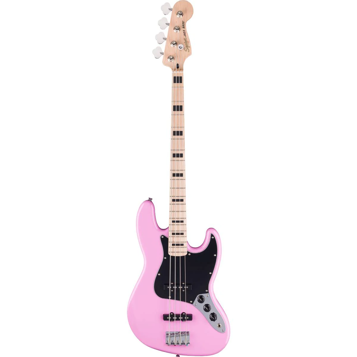 Squier FSR Affinity Series Active Jazz Bass Guitar Flash Pink w/ Black