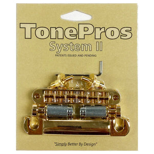 TonePros LPM04 Standard Tune-O-Matic Tailpiece set (Small posts/ Notched saddles) - Gold