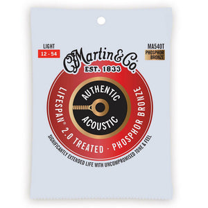 Martin Authentic Treated Acoustic Guitar Strings, Light, 12-54