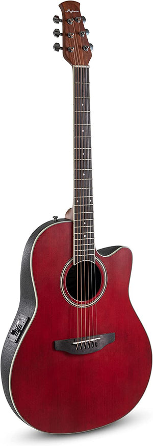 Ovation Applause AB24-2S Mid Depth Ruby Red Acoustic Guitar in Red Satin