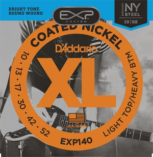 D'Addario EXP140 Coated Electric Guitar Strings, Light Top/Heavy Bottom, 10-52