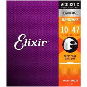 Elixir Acoustic 80/20 Bronze Nanoweb 12-String Light 10-47
