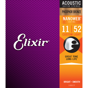 Elixir Acoustic Phosphor Bronze Nanoweb Custom Light 11-52