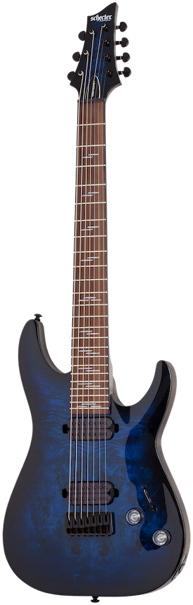 Schecter OMEN ELITE-7 See-Thru Blue Burst Guitar