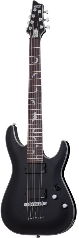 Schecter Damien Platinum-7 Satin Black Electric Guitar.