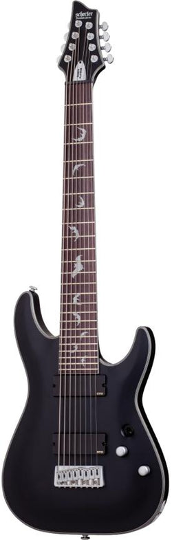 Schecter Damien Platinum-8 Left Hand Satin Black Electric Guitar.
