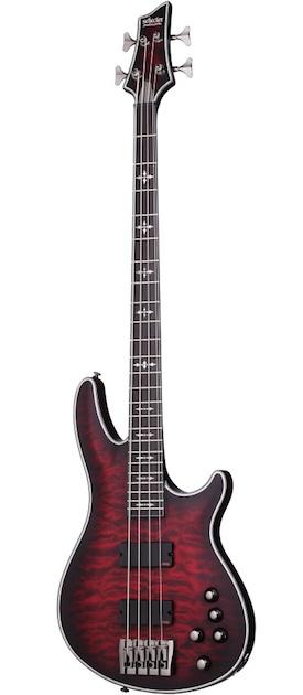 Schecter Hellraiser Extreme 4 Crimson Red Burst Satin Bass Guitar.