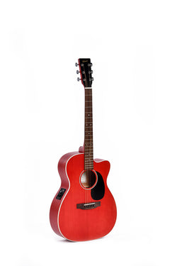 Ditson 000C-10E Electric-Acoustic Guitar - Transparent Red