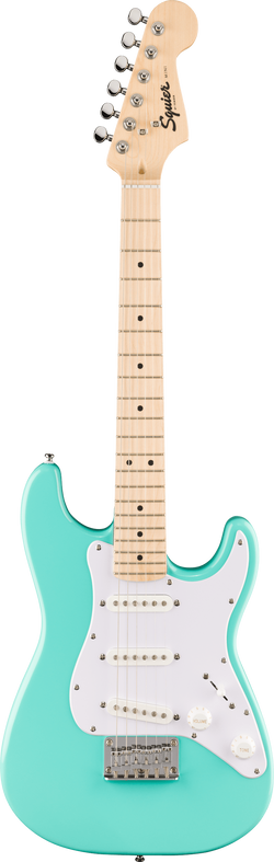 Squier Mini Stratocaster, Maple Fingerboard, White Pickguard, Sea Foam Green