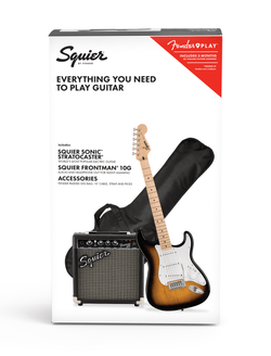 Squier Sonic Stratocaster Pack w/ Gig Bag, Frontman 10G Amp & Accessories - 2-Color Sunburst
