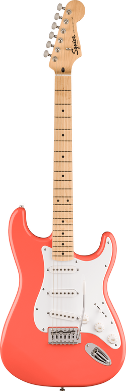 Squier FSR Squier Sonic Stratocaster, Maple Fingerboard, White Pickguard, Tahitian Coral