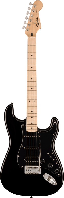 Squier Sonic Stratocaster HSS, Maple Fingerboard, Black Pickguard, Black