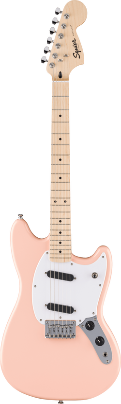 Squier FSR Sonic Mustang, Maple Fingerboard, White Pickguard, Shell Pink