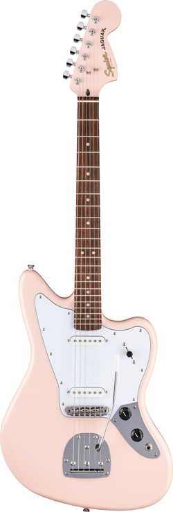 Squier FSR Affinity Jaguar, Laurel Fingerboard, White Pickguard, Matching Headstock, Shell Pink