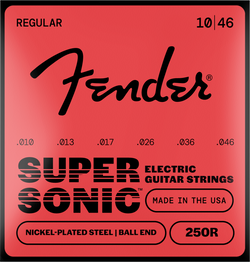 Fender Super 250 Guitar Strings, Nickel Plated Steel, Ball End, 250R Gauges .010-.046