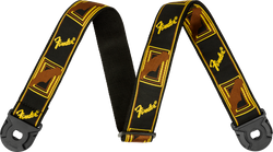 Fender Quick Grip Locking End Strap, Black/Yellow & Brown Monogram, 2