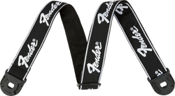 Fender Quick Grip Locking End Strap, Black with White Running Logo, 2