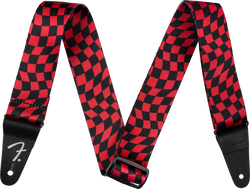 Fender Wavy Checkerboard Polyester Strap, Red