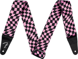 Fender Wavy Checkerboard Polyester Strap, Pink