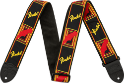 Fender 2in Monogrammed Guitar Strap, Black/Yellow/Red