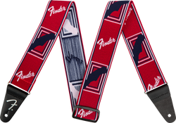 Fender Weighless 2in Monogrammed Guitar Strap, Red/White/Blue