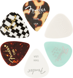 Fender 351 Shape Guitar Picks, Material Medley, Thin, (6)