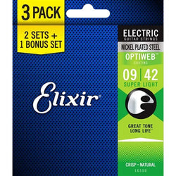 Elixir Electric Guitar Strings 3 Pack - Optiweb Super Lite 9-42