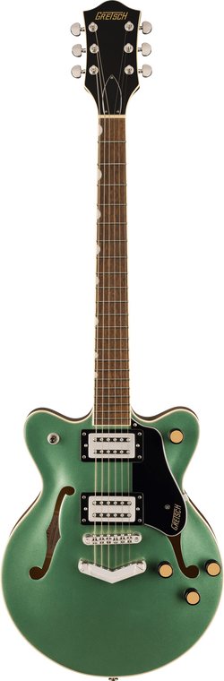 Gretsch G2655 Streamliner Center Block Jr. Double-Cut with V-Stoptail, Laurel Fingerboard, Steel Olive. Vertical Front Photo