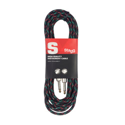 Stagg Black Vintweed Instrument Cable - 3m