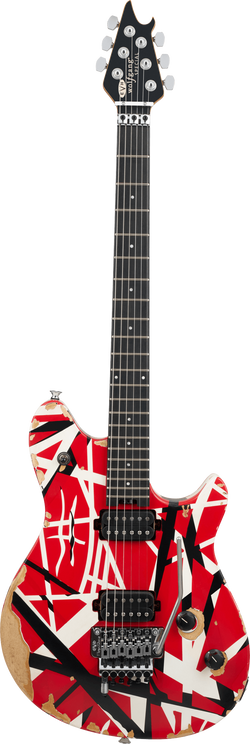EVH Limited Edition Wolfgang Special Striped Series, Ebony Fingerboard, Red, Black, and White, Aged