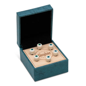 Taylor Custom Bridge Pin Set - Bone with Green Opal