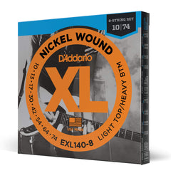 D'Addario EXL140-8 8-String Nickel Wound Electric Guitar Strings, Light Top/Heavy Bottom, 10-74