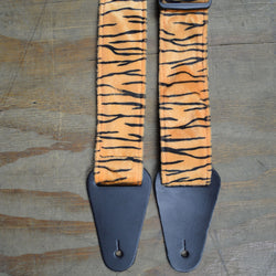 Colonial Leather Animal Fur - Black and Yellow Tiger Faux Fur Guitar Strap