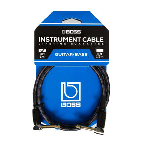 BOSS BIC3AA – 1/4″ TS (Male) Right-Angle to 1/4″ TS (Male) Right-Angle Patch/Pedal Cable (3ft. / 1m)