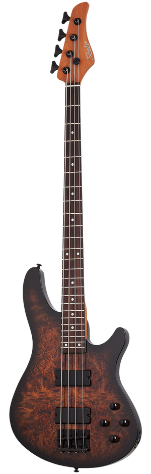 Schecter C-4 Standard Bass Guitar, Tobacco Burl