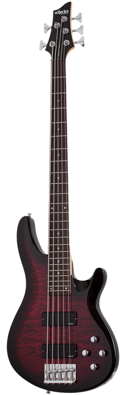 Schecter C-5 Plus Bass Guitar, See-Thru Black Cherry Burst