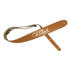 Cole Clark Leather Guitar Strap Tan, Silver Logo