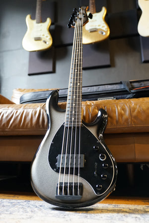 Music Man DarkRay 5 - Silver Burst - Roasted Maple/Ebony/Matching HS - Black PG - Black Hardware