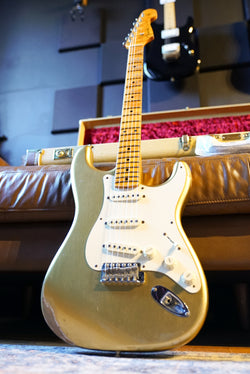 Pre-Owned Fender Custom Shop 1956 Stratocaster Relic Aged Aztec Gold AAA Flame Maple Neck 